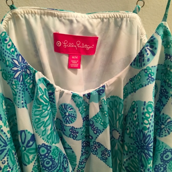 LILLY PULITZER SPAGETTI STRAP LAYERED DRESS, SIZE MEDIUM GREEN/BLUE SEA - Picture 2 of 2